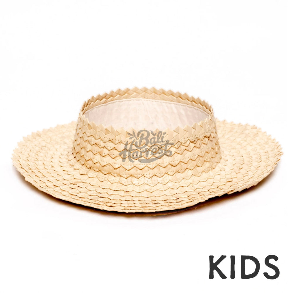 Straw Crownless Sun Hat Papale (Kids White)