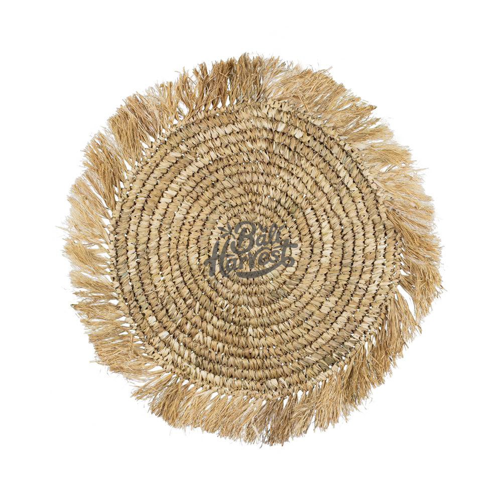 Straw Raffia Placemat with Fringe (Natural)