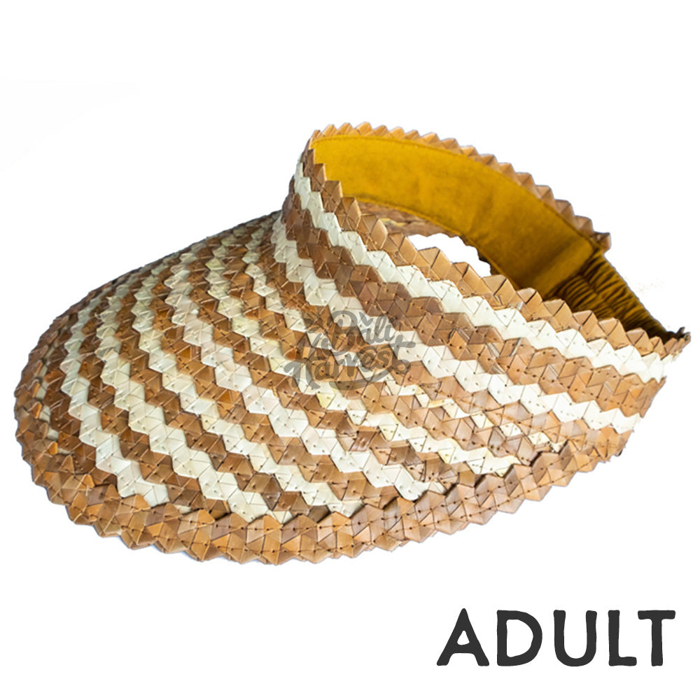 Straw Sun Visor Hat (Adult Brown Stripe)