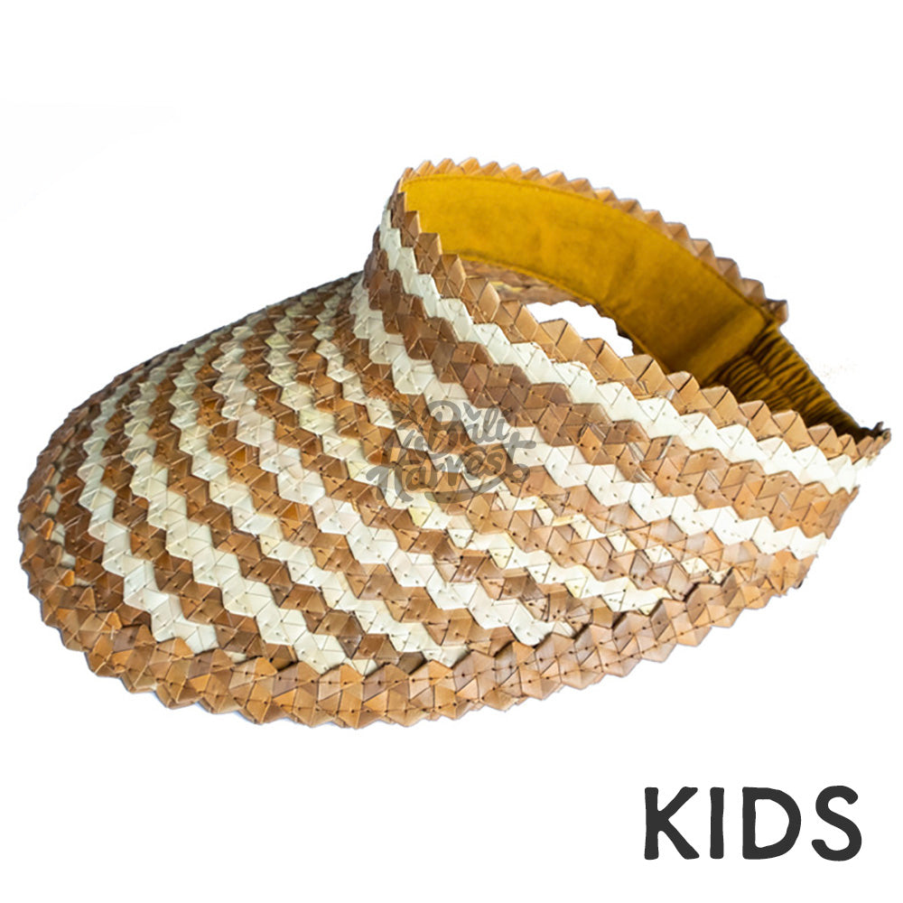 Straw Sun Visor Hat (Kids Brown Stripe)