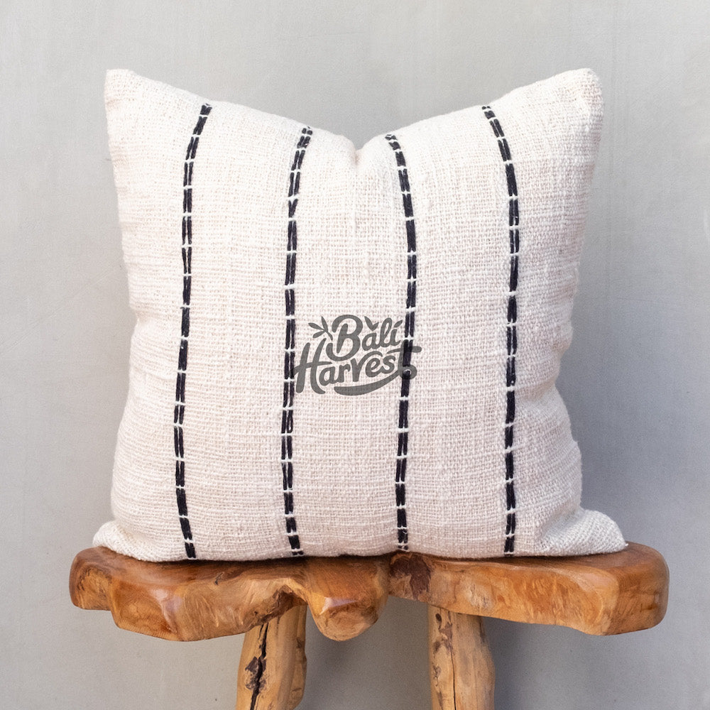 Boho Cushion Cover / Throw Pillow (Cream Stripe)