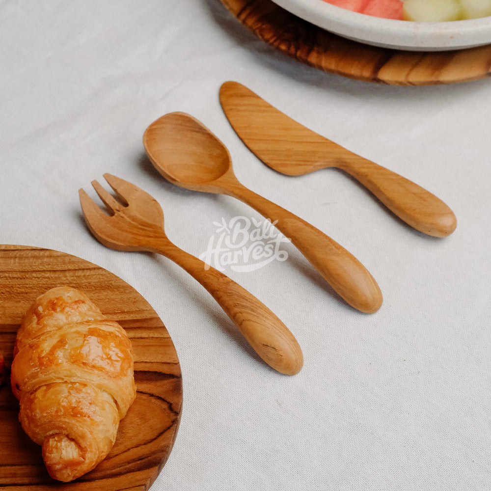 Teak Root Baby Cutlery Set (Spoon Fork Knife)