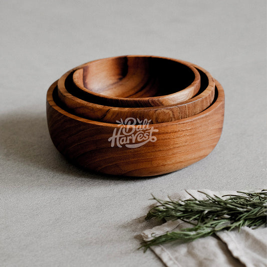 Teak Root Wooden Bowl Set