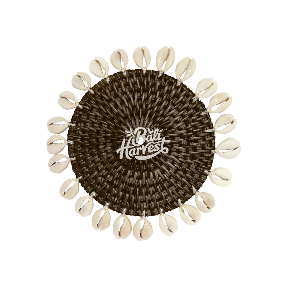 Dark Rattan Coaster Rattan Coaster with Cowrie Shell (Dark Brown) – Bali Harvest