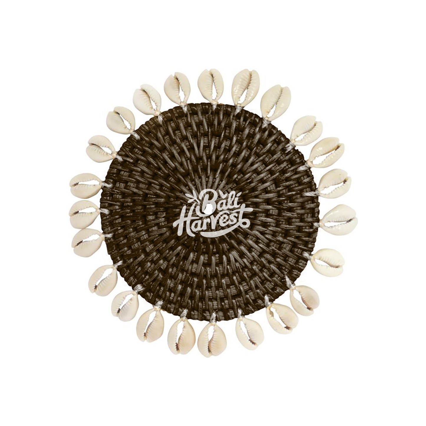 Rattan Coaster with Cowrie Shell (Dark Brown)